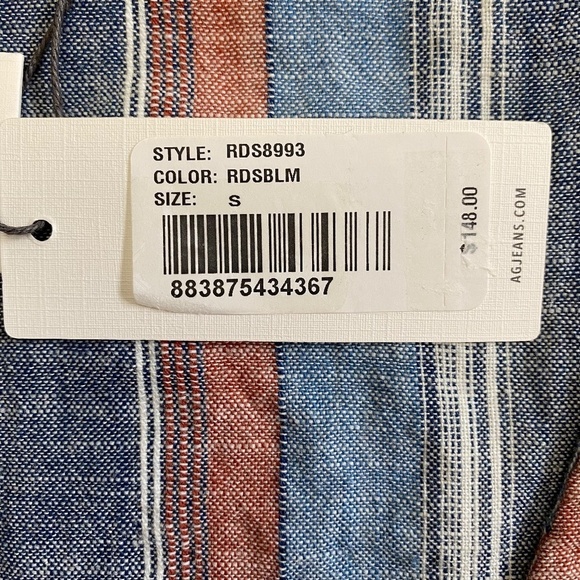 AG Cynthia Tie Front Tank, Striped, Blue Fig Multi, Small NWT - Picture 6 of 14